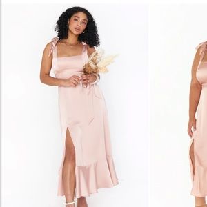 Claire Midi Dress Rose Gold Luxe Satin